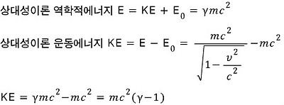 %EC%83%81%EB%8C%80%EC%84%B1%EC%9D%B4%EB%A1%A0%5Cquad%20%EC%97%AD%ED%95%99%EC%A0%81%EC%97%90%EB%84%88%EC%A7%80%5Cquad%20E%5Cquad%20%3D%5Cquad%20KE%5Cquad%20%2B%5Cquad%20%5Ccombi%20_%7B%200%20%7D%7B%20E%20%7D%5Cquad%20%3D%5Cquad%20%5Cgamma%20m%5Ccombi%20%5E%7B%202%20%7D%7B%20c%20%7D%5C%5C%20%EC%83%81%EB%8C%80%EC%84%B1%EC%9D%B4%EB%A1%A0%5Cquad%20%EC%9A%B4%EB%8F%99%EC%97%90%EB%84%88%EC%A7%80%5Cquad%20KE%5Cquad%20%3D%5Cquad%20E%5Cquad%20-%5Cquad%20%5Ccombi%20_%7B%200%20%7D%7B%20E%20%7D%5Cquad%20%3D%5Cquad%20%5Cfrac%20%7B%20m%5Ccombi%20%5E%7B%202%20%7D%7B%20c%20%7D%20%7D%7B%20%5Csqrt%20%7B%201-%5Cfrac%20%7B%20%5Ccombi%20%5E%7B%202%20%7D%7B%20v%20%7D%20%7D%7B%20%5Ccombi%20%5E%7B%202%20%7D%7B%20c%20%7D%20%7D%20%7D%20%7D-m%5Ccombi%20%5E%7B%202%20%7D%7B%20c%20%7D%5Cquad%20%5C%5C%20KE%5Cquad%20%3D%5Cquad%20%5Cgamma%20m%5Ccombi%20%5E%7B%202%20%7D%7B%20c%20%7D-m%5Ccombi%20%5E%7B%202%20%7D%7B%20c%20%7D%5Cquad%20%3D%5Cquad%20m%5Ccombi%20%5E%7B%202%20%7D%7B%20c%20%7D(%5Cgamma%20-1)%20