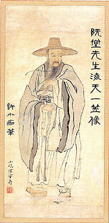▲소치(小痴) 허유(許維)가 스승 김정희를 그린 ‘완당선생해천일립상(阮堂先生海天一笠像)’