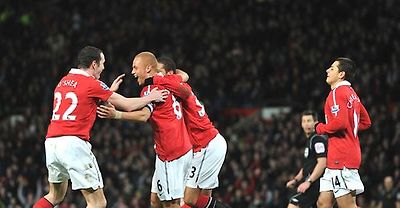 Wes Brown goal celeb Manchester United v Crawley FA Cup