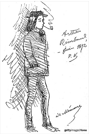 폴 베를렌이 스케치한 랭보의 모습(1872)