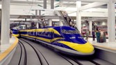 [An artist's rendering of a proposed high-speed train in California. The state seeks $1.1 billion in rail-service stimulus funds.]