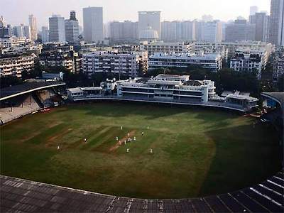  Aerial view of cricket practice at Brabourne Stadium
