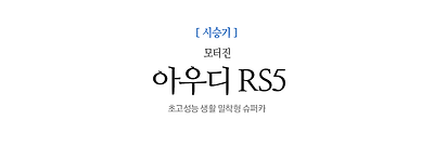 아우디 RS5 모터진  초고성능 생활 밀착형 슈퍼카 