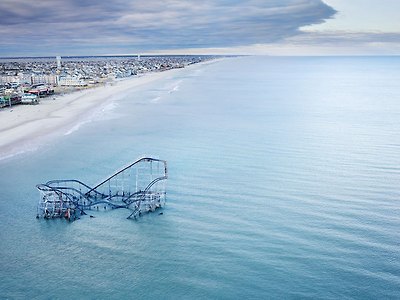 star jet roller coaster casino pier seaside heights nj submerged in atlantic ocean aerial stephen wilkes