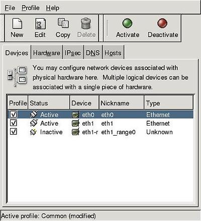 Red hat enterprise Linux 5 configure the network card - system-config-network