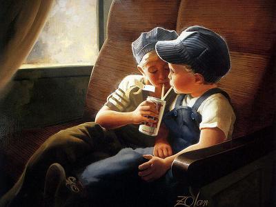 Donald Zolan oil painting of children