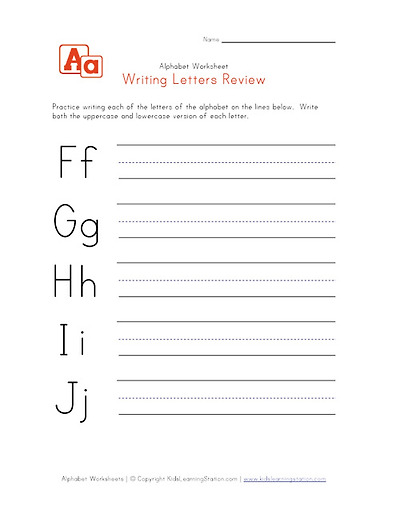 writing letters f to j