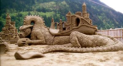 Dragon Dwellers - Amazin' Walter and William Lloyds entry in the Tournament of Sand Sculpting Champions at Harrison Hot Springs, British Colombia