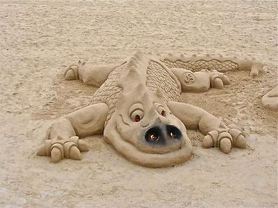 Sand sculpture Happy sand dragon