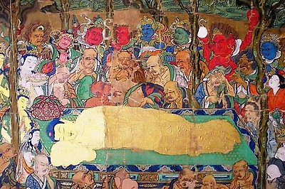 Death of Buddha, Hanging Scroll, by Myoson, 1325 AD