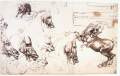 Study of horses for the Battle of Anghiari1503-04Traces of black and red chalk, pen and ink, wash on paper, 196 x 308 mm Royal Library, Windsor