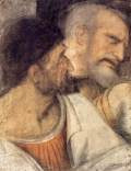 Heads of Judas and Peter-Black, brown and red chalk, retouched in charcoal, 666 x 508 mmAckland Art Museum, Chapel Hill