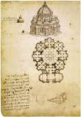 Study of a central churchc. 1488Pen, ink and black chalk on paper, 24 x 19 cmBiblioth&eacute;que de l'Institut de France, Paris