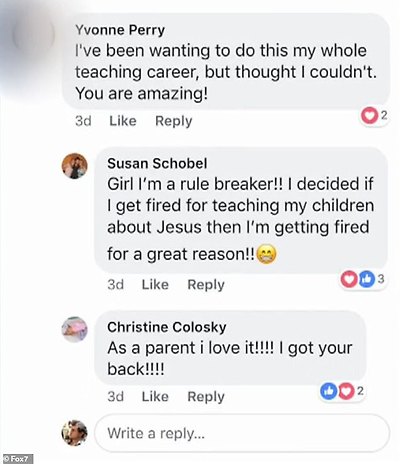 Shortly after Schobel's video was shared on Facebook, several supporters shared their thoughts on the post (pictured)