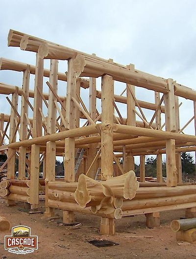 Vancouver Island - Post and Beam Log Shell Construction Cascade Handcrafted Log Homes - Building Custom Log Homes since 1999