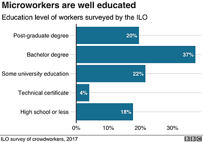 Chart showing the level of education of microworkers