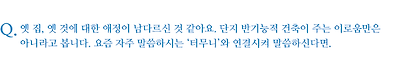 옛 집, 옛 것에 대한 애정이 남다르신 것 같아요. 단지 반기능적 건축이 주는 이로움만은 아니라고 봅니다. 요즘 자주 말씀하시는 ‘터무니’와 연결시켜 말씀하신다면.