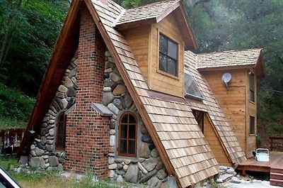 Unique A-frame Cabin with Stone, Brick and Wood - Thick slate shingles would have rocked this right over the top for me.: 