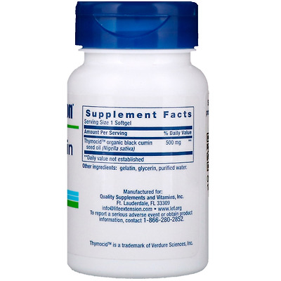 Life Extension, 검정 커민씨 오일, 60 소프트젤