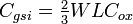 \textstyle C_{gsi} = \frac{2}{3}  W  L  C_{ox}
