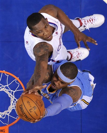 Denver Nuggets Forward Carmelo Anthony, Below, Puts