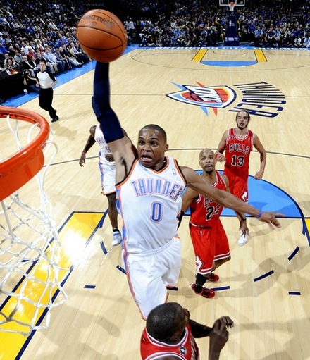 Russell Westbrook #0 Of The Oklahoma City Thunder Goes