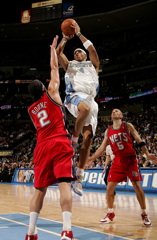 DENVER - JANUARY 25: Kenyon Martin #4 of the Denver Nuggets takes a shot against the New Jersey Nets on January 25, 2008 at the Pepsi Center in Denver, Colorado. NOTE TO USER: User expressly acknowledges and agrees that, by downloading and/or using this Photograph, user is consenting to the terms and conditions of the Getty Images License Agreement. Mandatory Copyright Notice: Copyright 2008 NBAE. (Photo by Garrett W. Ellwood/NBAE/Getty Images)
