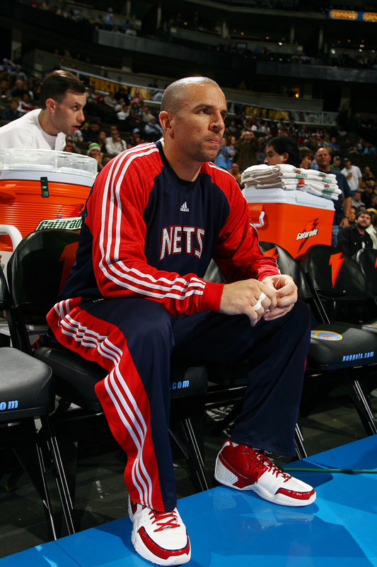 DENVER, CO - JANUARY 25: Jason Kidd #5 of the New Jersey Nets sits on the bench before the game against the Denver Nuggets on January 25, 2008 at the Pepsi Center in Denver, Colorado. NOTE TO USER: User expressly acknowledges and agrees that, by downloading and/or using this Photograph, user is consenting to the terms and conditions of the Getty Images License Agreement. Mandatory Copyright Notice: Copyright 2008 NBAE. (Photo by Garrett W. Ellwood/NBAE/Getty Images)