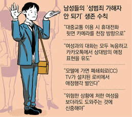 女 보란 듯…지하철서 가슴 위로 두손 올린 男