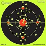 50 Pack - 12" Multi Bullseye Splatterburst Target - Instantly See Your Shots Burst Bright Florescent Yellow Upon Impact!