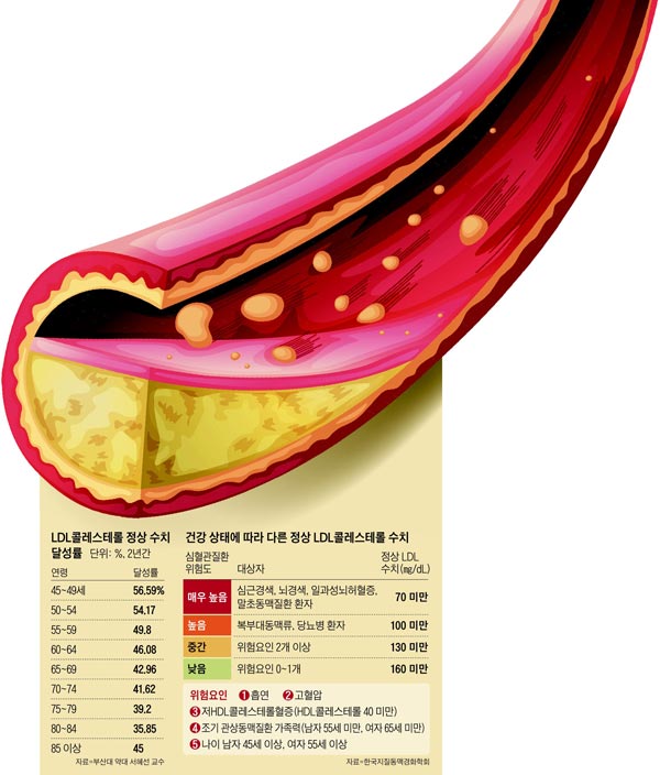 LDL 콜레스테롤 정상 수치 달성률 외