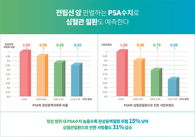 PSA 수치에 따른 심혈관질환 위험도를 나타낸 도표