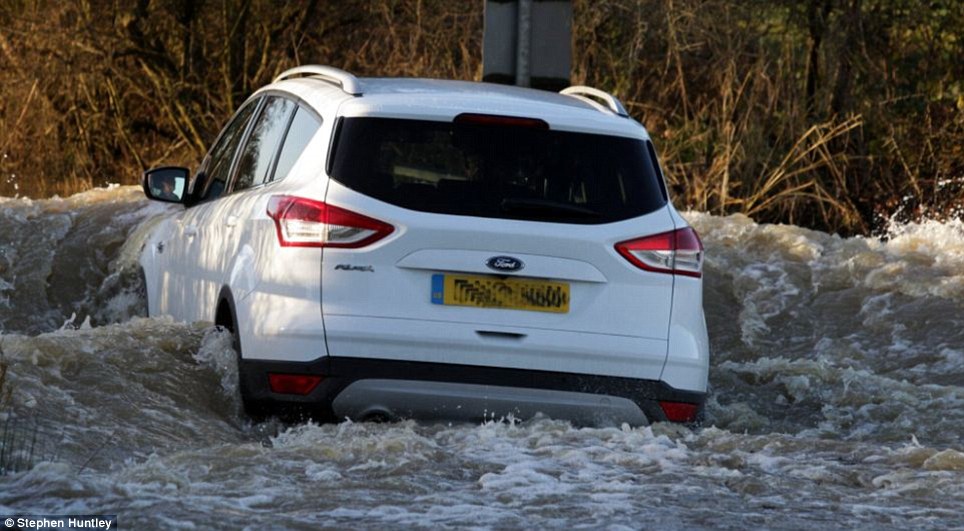 The owners of this car did not realise how deep the floodwater was and got stuck in Ingatestone, Essex