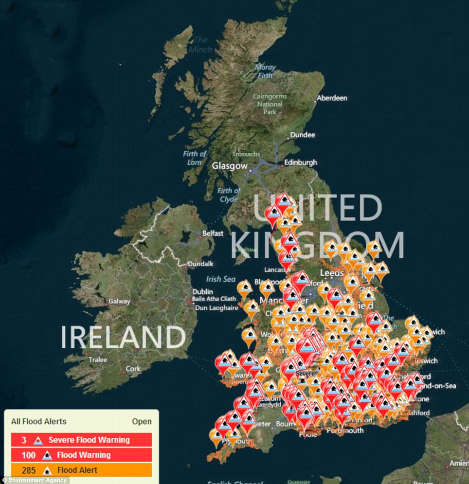 Warning: The Environment Agency has issued severe flood warnings around the UK