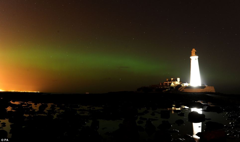 Such light displays in the sky often occur in the Arctic and Antarctic regions, but they were visible in North Tyneside