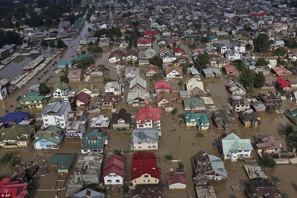Scale: An aerial view shows the spread of the floodwaters. In the most serious floods to hit the region in 2010, an area the size of England was left underwater