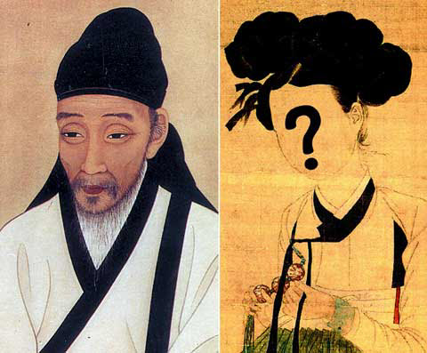 이유태 화백의 퇴계 영정(왼쪽)과 신윤복 '미인도'를 변형한 그림.