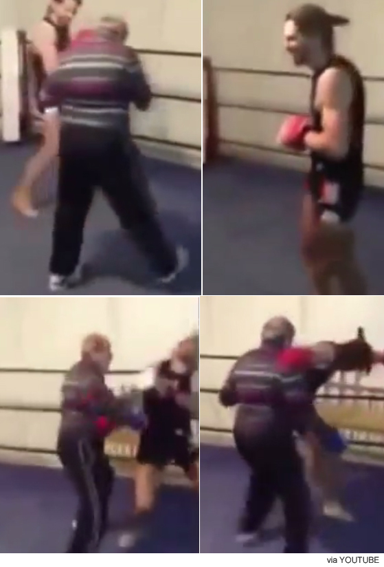 노인과 젊은이의 권투 시합, 20초 만에 KO