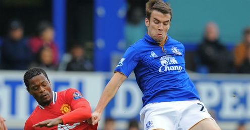 Patrice Evra and Seamus Coleman Everton vs Manchester United Patrice Evra and Seamus Coleman Everton vs Manchester United
