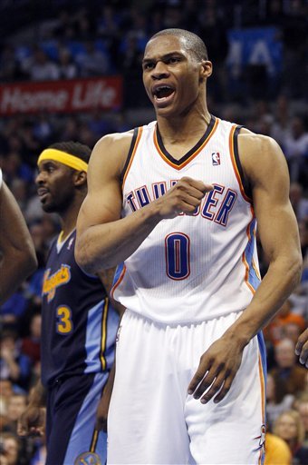 Oklahoma City Thunder Guard Russell Westbrook Reacts