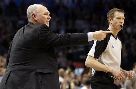 Denver Nuggets Head Coach George Karl Shouts