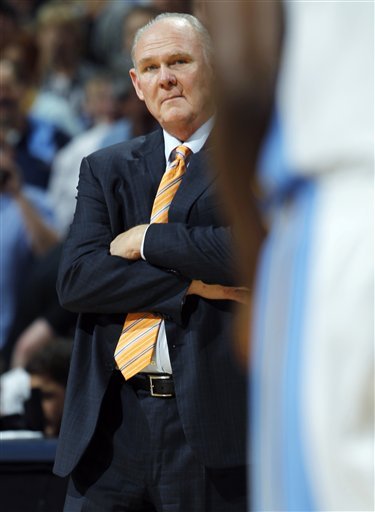 Denver Nuggets Head Coach George Karl Looks