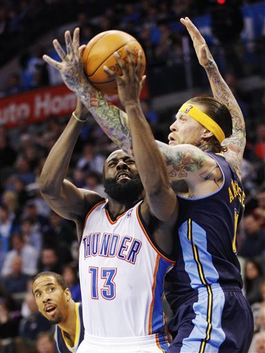 Denver Nuggets Center Chris Anderson, Right, Fouls