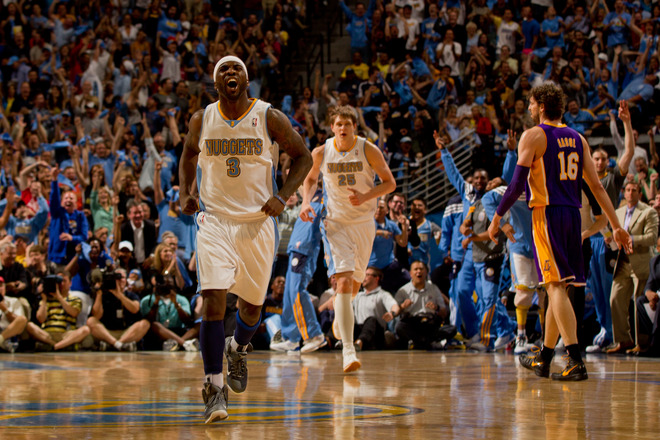 Ty Lawson #3 Of The Denver Nuggets Celebrates
