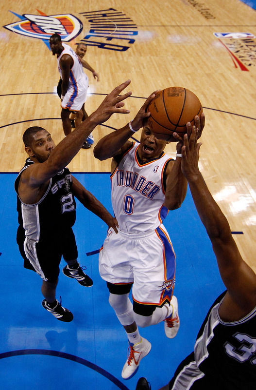 Russell Westbrook #0 Of The Oklahoma City Thunder Goes