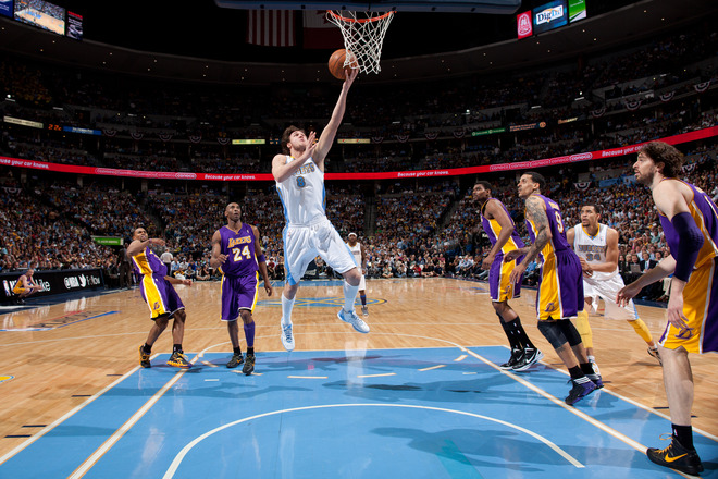 Danilo Gallinari #8 Of The Denver Nuggets Capitalizes