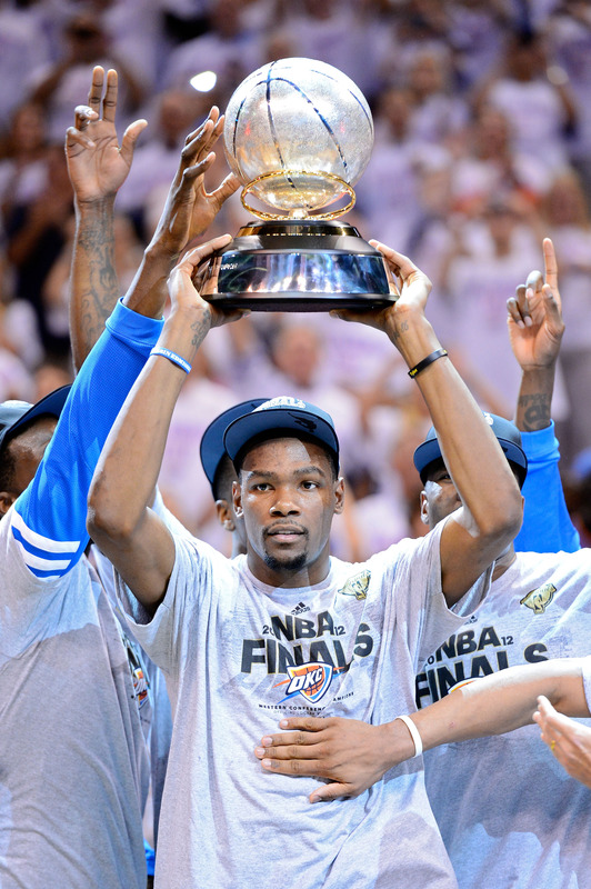 Kevin Durant #35 Of The Oklahoma City Thunder Celebrates
