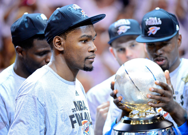 Kevin Durant #35 Of The Oklahoma City Thunder Looks