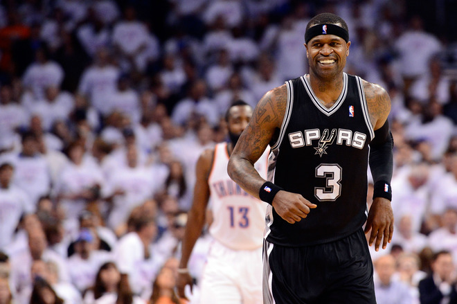 Stephen Jackson #3 Of The San Antonio Spurs Reacts