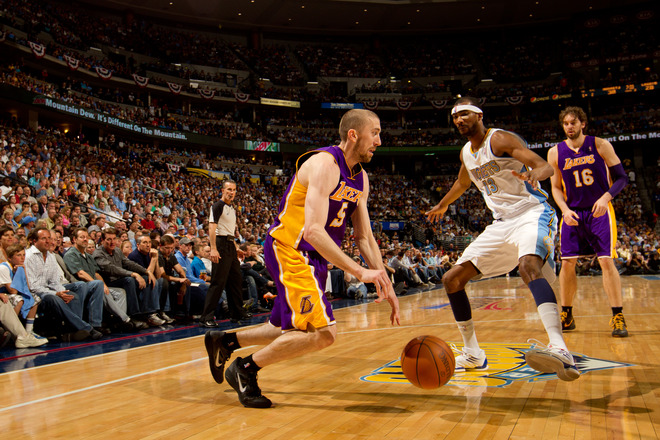Steve Blake #5 Of The Los Angeles Lakers Drives